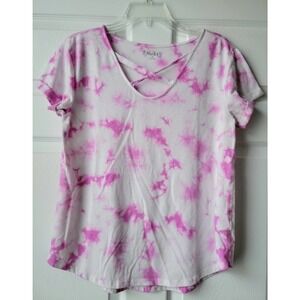 Mudd Tie Dye T Shirt Pink White Medium